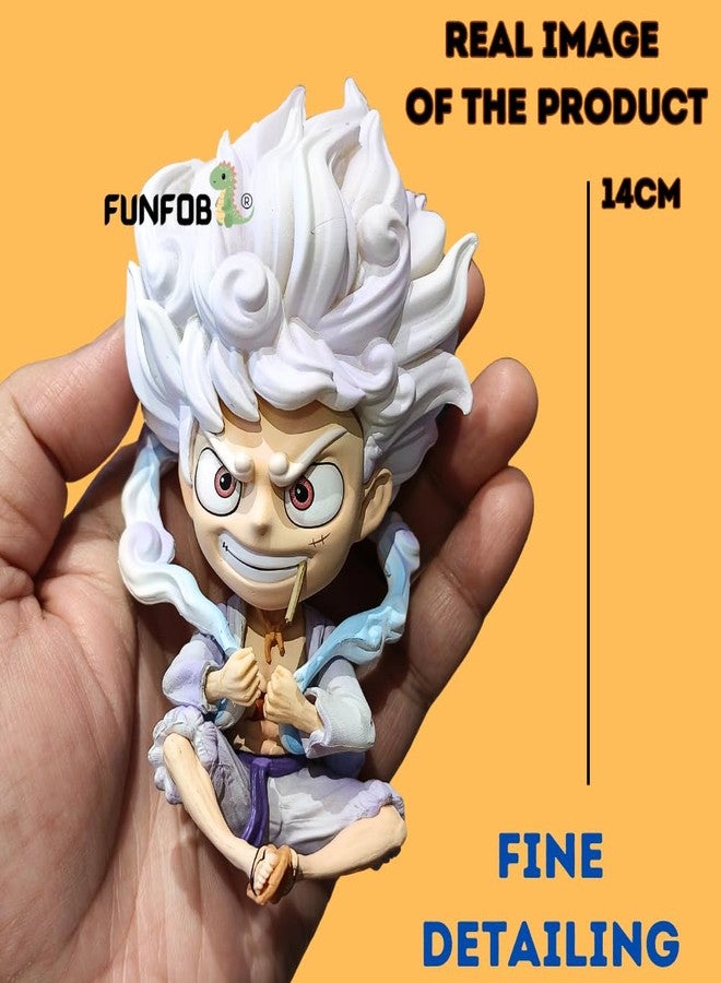 Funfob Blue Aura Monkey D Luffy Gear 5 Action Figure Height - 14Cm Pvc Multicolour Collectible For Anime Fans (Gear 5 Sharp Hair) - Image 5